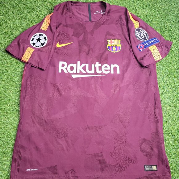 Messi Barcelona 2017 2018 Third UEFA PLAYER ISSUE Soccer Jersey Shirt XL - Picture 2 of 11